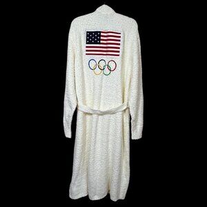 SKIMS Cozy Knit Long Robe Team USA White 4X/5X